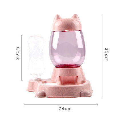Pet Bottled Grain Storage Bucket Automatic Drinking Water Feeder(Cherry Blossom Pink)-garmade.com