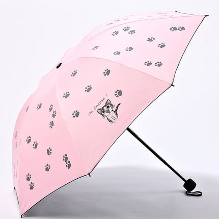 Cartoon Creative Children Umbrella Sunscreen Vinyl Small Fresh Folding Umbrella(Pink)-garmade.com