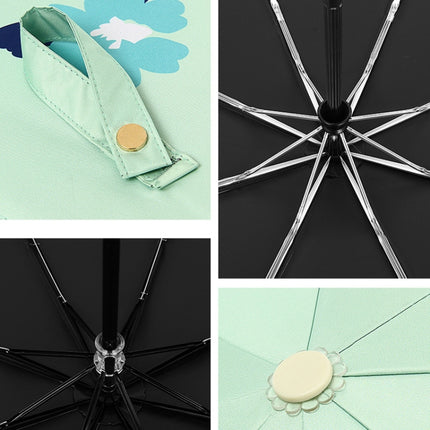 Illustration Folding Black Glue Sun Umbrella Tri-fold Sunny Rain Umbrella, Style:Automatic(Finland)-garmade.com