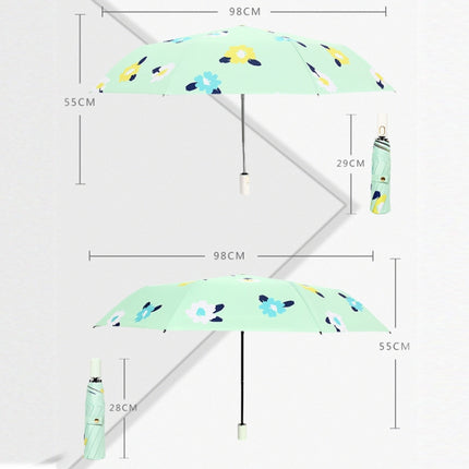 Illustration Folding Black Glue Sun Umbrella Tri-fold Sunny Rain Umbrella, Style:Automatic(Fanghua)-garmade.com