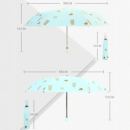 Children Sweet Vinyl Sunscreen Umbrella Tri-fold Student Cartoon Folding Umbrella, Style:Manual(Sky Blue)-garmade.com