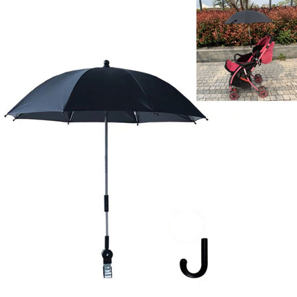 Stroller Universal Stroller Umbrella Sliding Baby Artifact Vinyl Anti-UV Universal Clip Sun And Rain Dual-use Umbrella(Black)-garmade.com