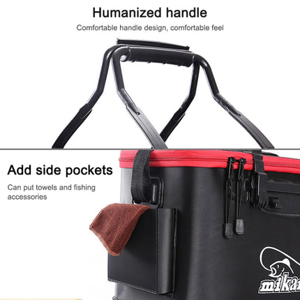 Thickened Multifunctional Folding Live Fish Box Fishing Bucket, Size:45 cm (with Handle and Side Pocket)(Black)-garmade.com