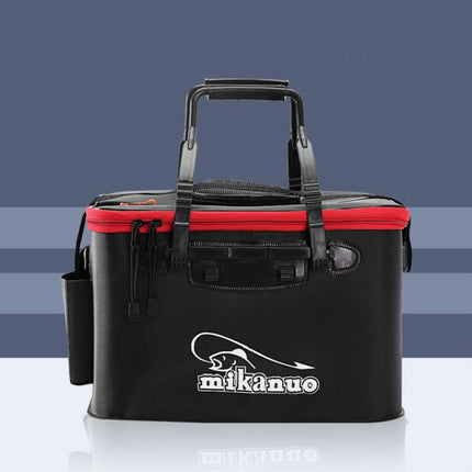 Thickened Multifunctional Folding Live Fish Box Fishing Bucket, Size:50 cm (with Handle and Side Pocket)(Black)-garmade.com