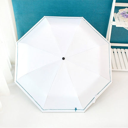 Small Fresh Forest Simple Sun and Rain Dual-use Sun Umbrella Sunscreen UV Protection Black Plastic Umbrella, Style:Manual(White)-garmade.com