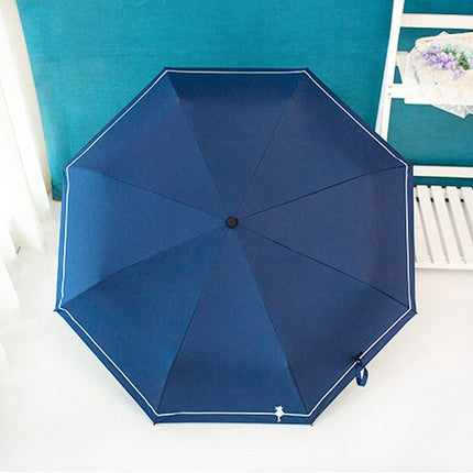 Small Fresh Forest Simple Sun and Rain Dual-use Sun Umbrella Sunscreen UV Protection Black Plastic Umbrella, Style:Manual(Blue)-garmade.com