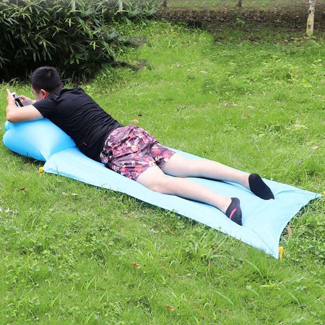 Outdoor Waterproof Air Pillow Picnic Mat Carrying Ground Sand Beach Grass Mat, Style:Single(Random Color)-garmade.com