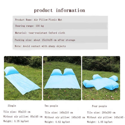 Outdoor Waterproof Air Pillow Picnic Mat Carrying Ground Sand Beach Grass Mat, Style:Single(Random Color)-garmade.com