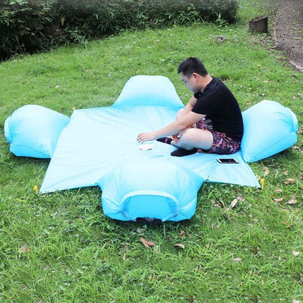 Outdoor Waterproof Air Pillow Picnic Mat Carrying Ground Sand Beach Grass Mat, Style:Four People(Random Color)-garmade.com