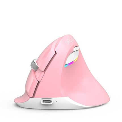 DELUX M618Mini Colorful Wireless Luminous Vertical Mouse Bluetooth Rechargeable Vertical Mouse(Cherry pink)-garmade.com