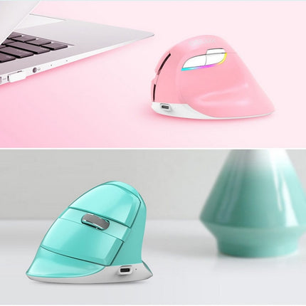 DELUX M618Mini Colorful Wireless Luminous Vertical Mouse Bluetooth Rechargeable Vertical Mouse(Pearl blue)-garmade.com