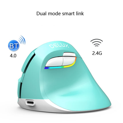 DELUX M618Mini Colorful Wireless Luminous Vertical Mouse Bluetooth Rechargeable Vertical Mouse(Mint Green)-garmade.com