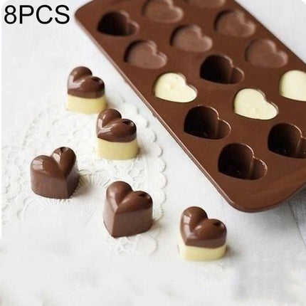 8 PCS Silicone Love Shape 15 Grid Cake Chocolate Ice Tray Mold-garmade.com