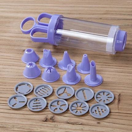 2 PCS Cookie Gun + 8 Mouth + 10 Flower Piece Set Biscuit Mold Squeeze Cream Baking Tool-garmade.com