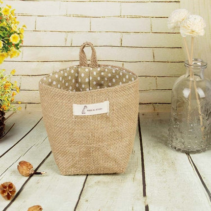5 PCS Cotton and Linen Cloth Art Flowerpot Small Sack Hanging Storage Basket, Style:Dots(Yellow)-garmade.com