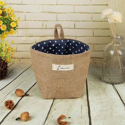 5 PCS Cotton and Linen Cloth Art Flowerpot Small Sack Hanging Storage Basket, Style:Dots(Blue)-garmade.com
