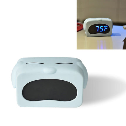 Mini Cute Cartoon Multifunctional Digital Luminous Thermometer Small Alarm Clock(Blue Dog)-garmade.com