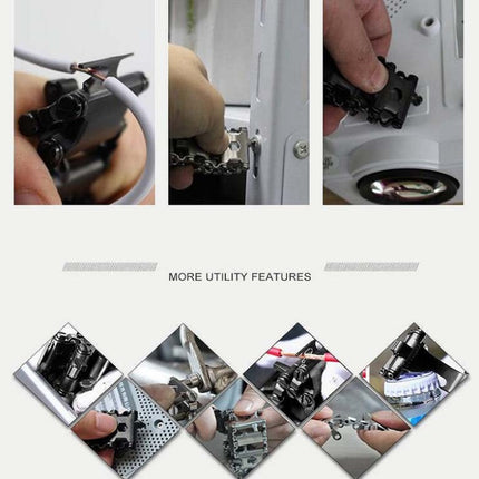 Multifunctional Stainless Steel Outdoor Survive Tool Bracelet for Men(Narrow Black)-garmade.com
