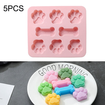 5 PCS Cartoon Cat Claw Bone Shape Cake Chocolate Silicone Mold Microwave Baking Ice Tray Mold Pudding Jelly Mold(Pink)-garmade.com