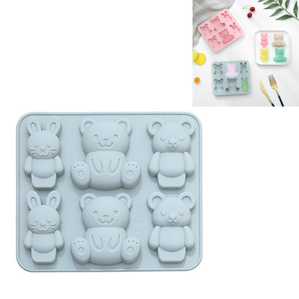 6 PCS Cute Cartoon Animal Shape Silicone Chocolate Mold Baking Cake Mold Ice Tray(Blue)-garmade.com