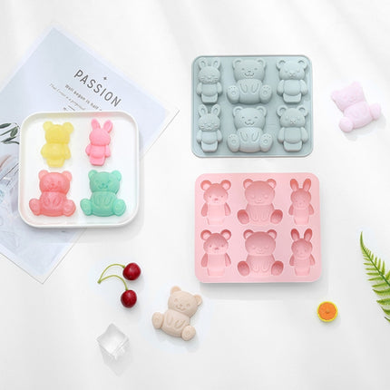 6 PCS Cute Cartoon Animal Shape Silicone Chocolate Mold Baking Cake Mold Ice Tray(Blue)-garmade.com