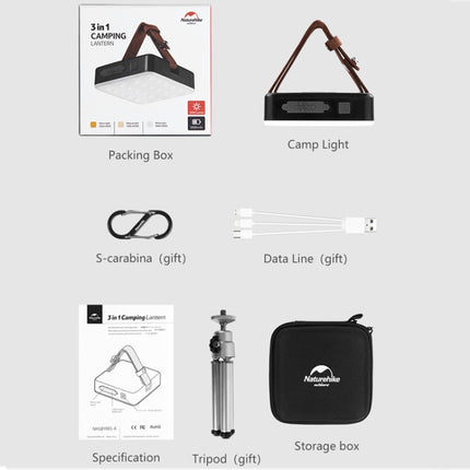 Naturehike NH18Y001-A Outdoor Camping Light Strong Light LED Charging Tent Hanging Lamp(Black)-garmade.com