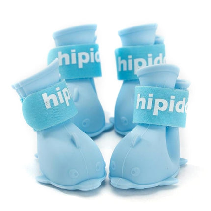4 PCS/Set Cartoon Dog Shoes Pet Silicone Waterproof Rain Boots, Size: M(Blue)-garmade.com