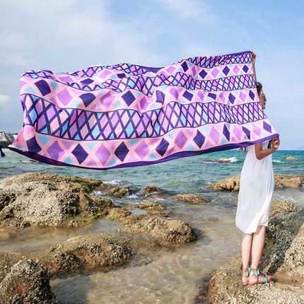 Summer Cotton and Linen Ethnic Travel Silk Scarf Sunscreen Big Shawl Ladies Beach Towel, Size:180 x 100cm(Purple Triangle)-garmade.com