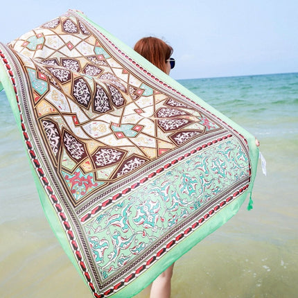 Summer Cotton and Linen Ethnic Travel Silk Scarf Sunscreen Big Shawl Ladies Beach Towel, Size:180 x 100cm(Sacred Totem)-garmade.com