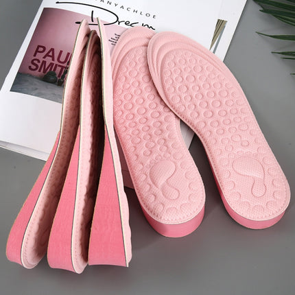 2 Pairs Massage Inner Heightening Insoles Men and Women EVA Breathable Sports Heightening Shoes Full Pad, Size: 35-36(Pink 3.5cm)-garmade.com