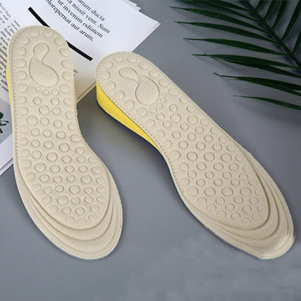 2 Pairs Massage Inner Heightening Insoles Men and Women EVA Breathable Sports Heightening Shoes Full Pad, Size: 35-36(Beige 1.5cm)-garmade.com