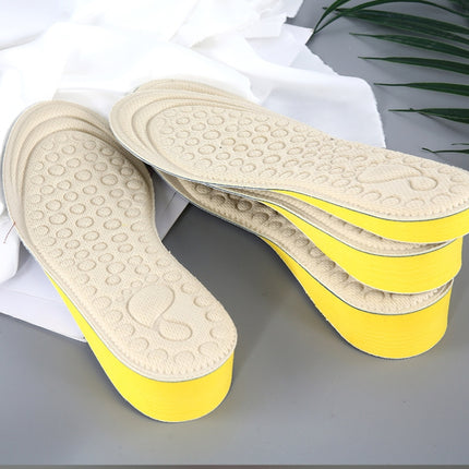 2 Pairs Massage Inner Heightening Insoles Men and Women EVA Breathable Sports Heightening Shoes Full Pad, Size: 35-36(Beige 3.5cm)-garmade.com