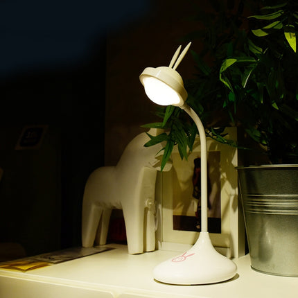 Rabbit Touch Desk Lamp USB Charging Eye Protection Creative Student Reading Bedroom Folding Bedside Light(White)-garmade.com
