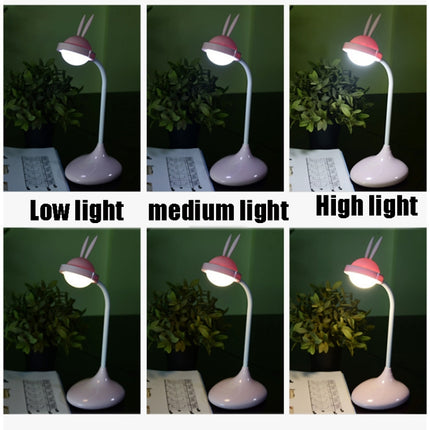 Rabbit Touch Desk Lamp USB Charging Eye Protection Creative Student Reading Bedroom Folding Bedside Light(Pink)-garmade.com