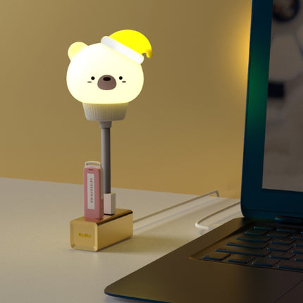 USB Night light LED Cute Bedroom Sleep Eye Protection Bedside Lamp, Style:Regular Version(Bear)-garmade.com
