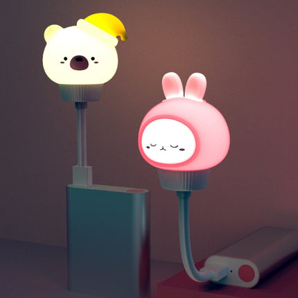 USB Night light LED Cute Bedroom Sleep Eye Protection Bedside Lamp, Style:Regular Version(Bear)-garmade.com