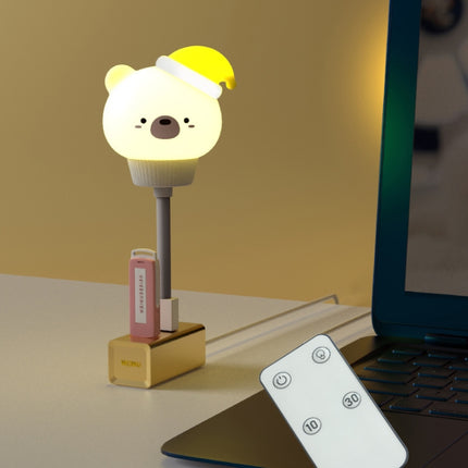 USB Night light LED Cute Bedroom Sleep Eye Protection Bedside Lamp, Style:Remote Control Version(Bear)-garmade.com