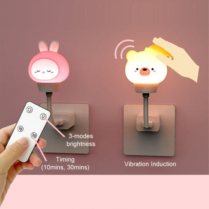 USB Night light LED Cute Bedroom Sleep Eye Protection Bedside Lamp, Style:Remote Control Version(Rabbit )-garmade.com