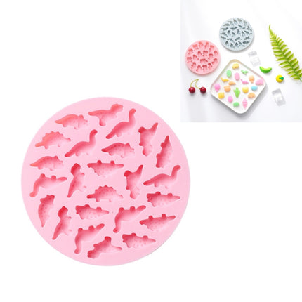 10 PCS Round Cartoon Soft Candy Jelly Steamable Silicone Mold Ice Cream Chocolate Dripping Mold, Style:Dinosaur World(Pink)-garmade.com