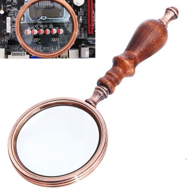 10X Metal Wooden Handle Retro Reading Magnifier Handheld Ebony Gift Magnifier-garmade.com