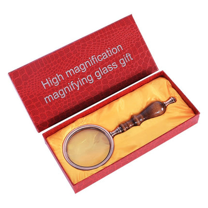 10X Metal Wooden Handle Retro Reading Magnifier Handheld Ebony Gift Magnifier-garmade.com