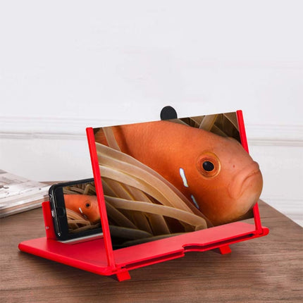 Pull-out Mobile Phone Screen Magnifier 3D Video Desktop Mobile Phone Holder, Size:12 inch(Red)-garmade.com
