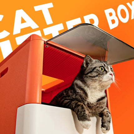 Fully Enclosed Drawer Type Cat Litter Box Pet Toilet with Shovel(Orange)-garmade.com