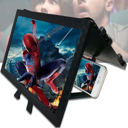 F13 12 inch Mobile Phone Screen Amplifier Foldable Three-sided Shading HD Blu-ray 3D Video Amplifier(White)-garmade.com