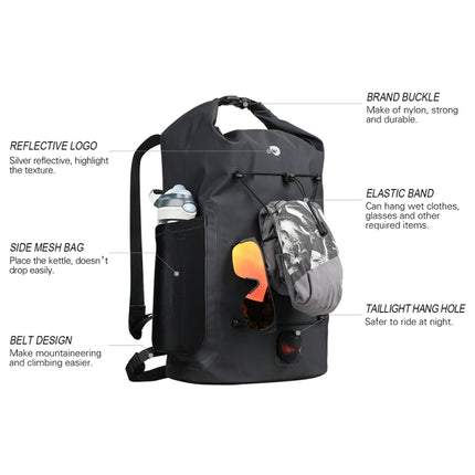 Rhinowalk X20311 25L Waterproof Outdoor Riding Backpack Sports Drifting Diving Bag(Grey)-garmade.com