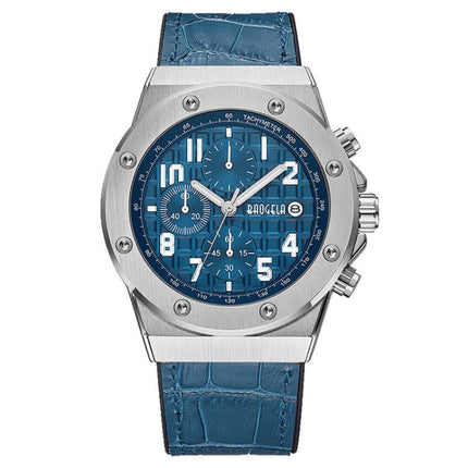 BAOGELA 1805 Sports Quartz Men Watch Luminous Silicone Watch(Silver Shell Blue Surface)-garmade.com