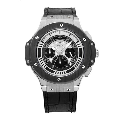 BAOGELA 1910 Multifunction Watch Outdoor Sports Calendar Quartz Mens Watch(Silver Shell)-garmade.com