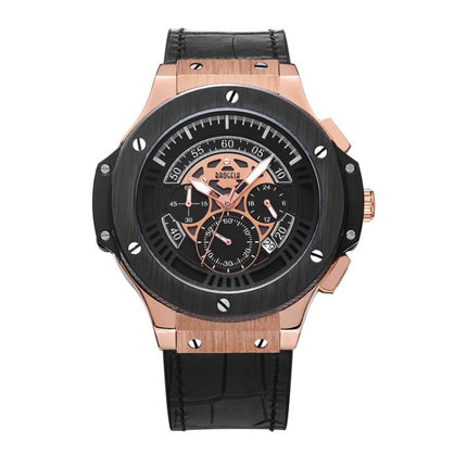 BAOGELA 1910 Multifunction Watch Outdoor Sports Calendar Quartz Mens Watch(Rose Gold Shell)-garmade.com