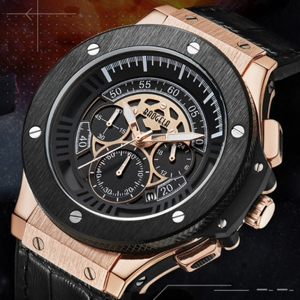 BAOGELA 1910 Multifunction Watch Outdoor Sports Calendar Quartz Mens Watch(Rose Gold Shell)-garmade.com