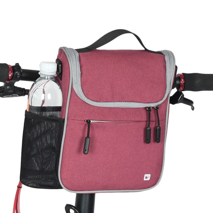 Rhinowalk Bicycle Front Bag Large Capacity Multi-function Handle Bag Folding Bike Electric Bicycle Bag(Light Rose Red)-garmade.com